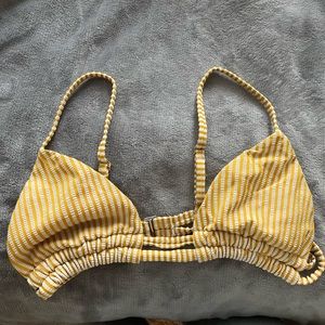 Yellow striped montice bikini top